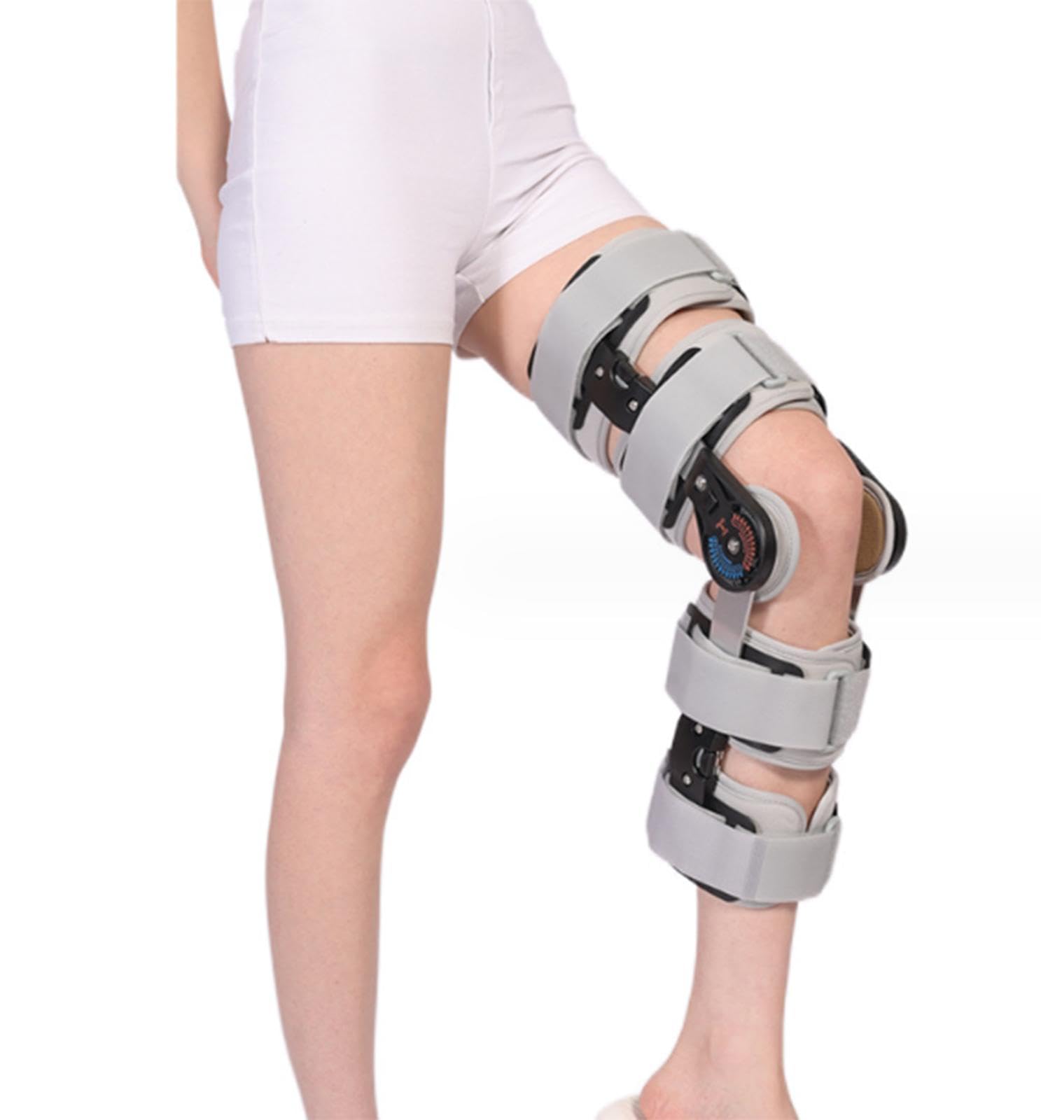 ROM Rodillera Inmovilizador con Bisagras Para Hombres y Mujeres,Rodillera Postoperatoria Ajustable Para Rehabilitación Ortopédica Del Dolor de Rodilla, Para Pierna Izquierda y Derecha