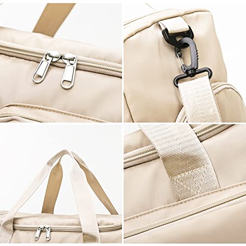 Image of Suruid Gym Bag with Shoe Compartment, Sports Duffle Bag for Women, White | Dry Wet Separation Pouch, For Men and Women, Overnight Weekender Training Handbag Yoga Bag