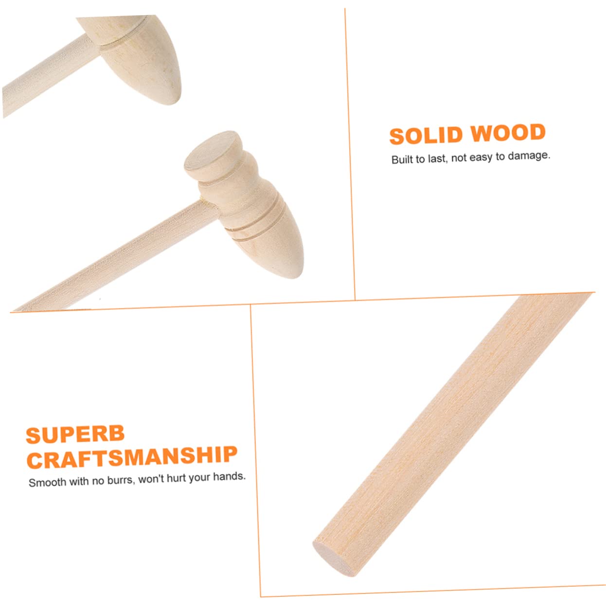 Yardwe 16Pcs Wooden Hammers Hammering for Building Blocks Games and Creative Play Safe Natural Wood Mallets for Enhanced Coordination