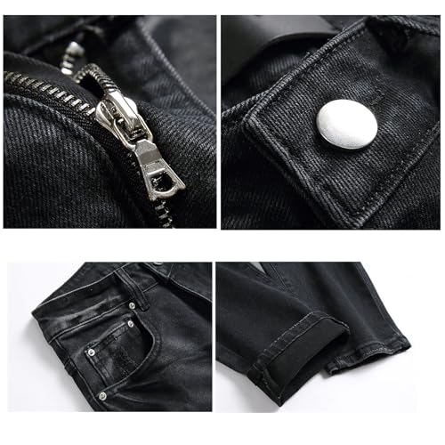 Men's Slim Fit Stretch Jeans, Distressed Straight Leg Fashion Comfort Flex Waist Pants, Ripped Skinny Jeans for Men2