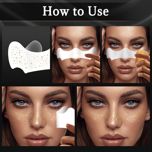 24 peças de adesivos de maquiagem - dourado - adesivos de maquiagem com glitter facial, sardas e tat