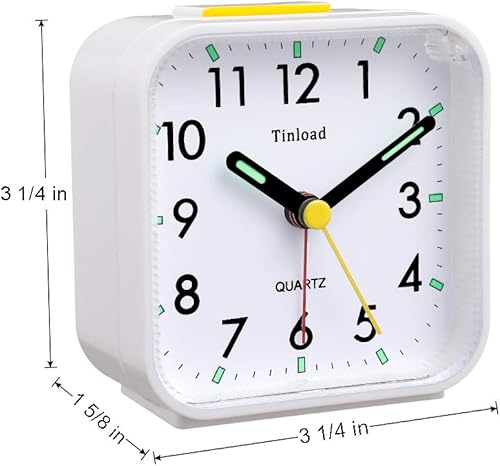 Miniatura 7 de Reloj despertador analógico de viaje con batería pequeño, silencioso, sin tictac, suave despertador, sonidos de pitido ascendente, repetición,