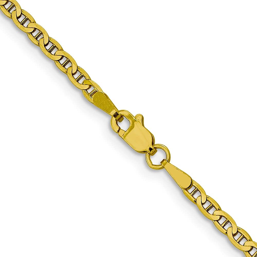 Diamond2deal Fußkettchen 10 Karat Gelbgold 2,4 mm flach Karabinerverschluss 25,4 cm