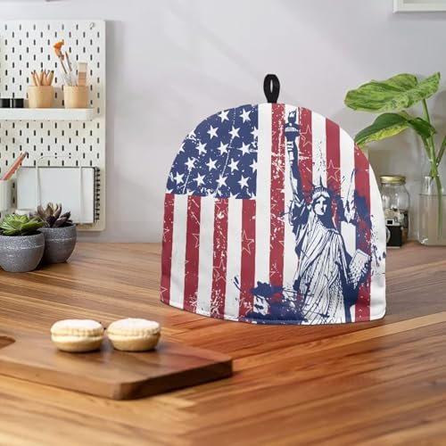 Image of Statue of Liberty Teapot Cozy Insulation Keep Tea Warm Creative Tea Pot Cozies Teapot Dust Cover for July 4th Patriotic American Flag Independence Day Decor
