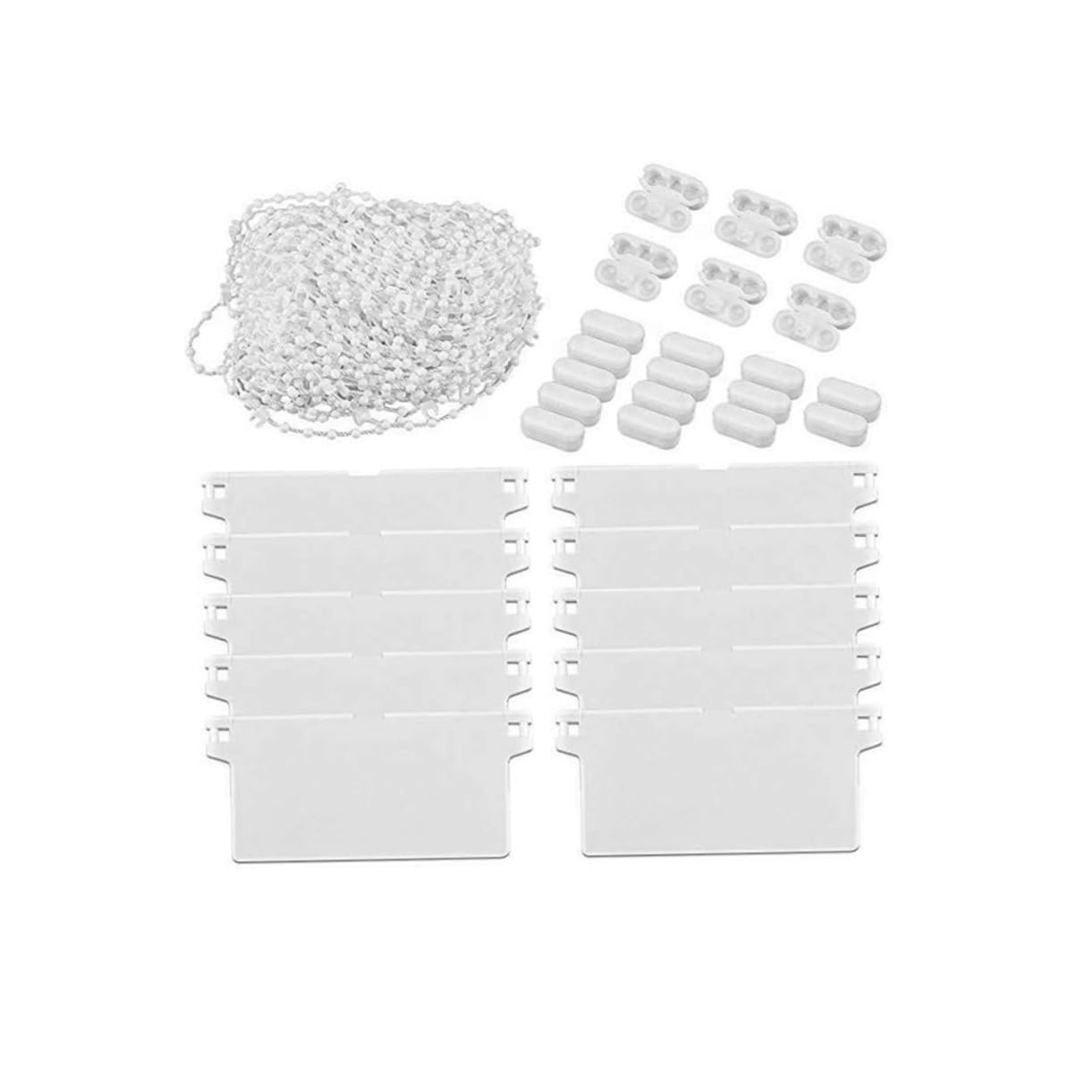 Cabilock Curtain Kit 10pcs Bottom Plate 20pcs Bead Buckles 20m Beads Window Blind Cord Knobs for White Blinds Blackout Curtains