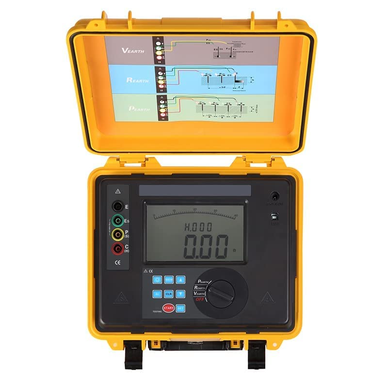 Ground Resistance Tester Soil Resistivity Tester Meter with Earth Resistance 0.00Ω-30.00kΩ Soil Resistivity 0.00Ωm-9000kΩm for Earth Resistance Soil Resistivity Earth Voltage AC Voltage