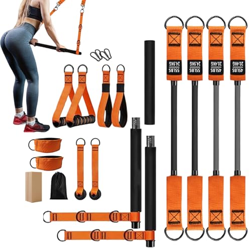Home Pilates Bar Kit - Multifunctional Fitness Equipment | Muscle Training Equipment For Squats, Resistance Band Workout Gear Fo