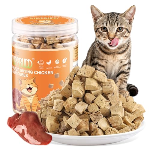 Snack Liofilizado Hígado de Pollo para Gatos de Interior, Crujientes Snack para Gato Perros, Golosinas para Gatos Icas en Proteínas