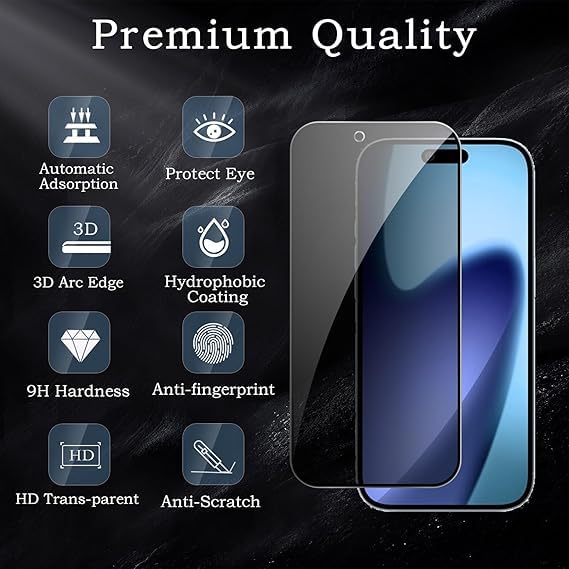 Image of [ 2+2 Pack Privacy Screen Protecor for iPhone Air Anti-Spy Shatterproof Tempered Glass with Camera Lens Tempered Glass 9H Hardness Bubble Free Anti-Glare Case Friendly