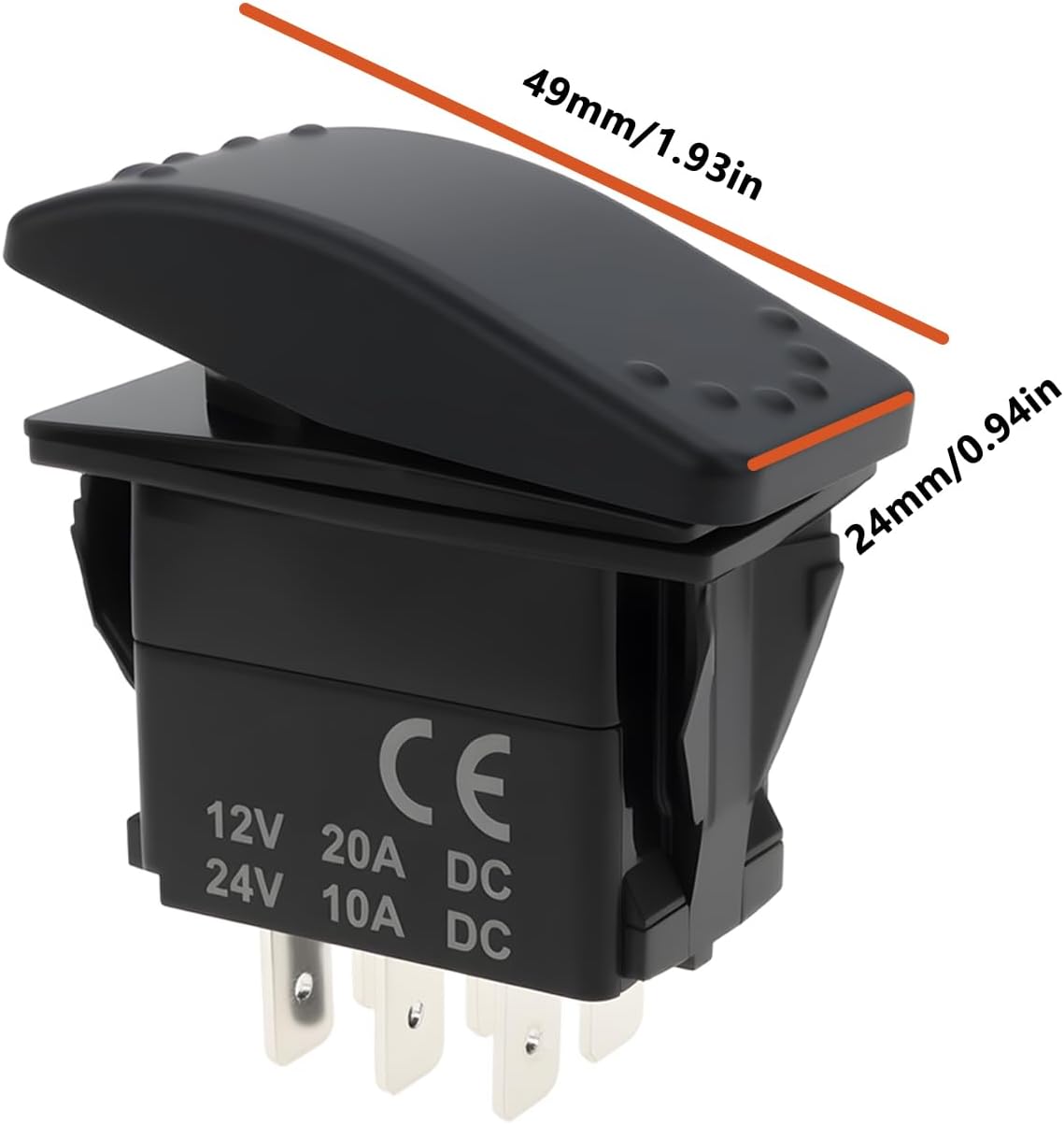 2X 6-Pin 3-Position Waterproof Rocker Switch 12V 20A DPDT ON-Off-ON for Marine Outdoor Boat