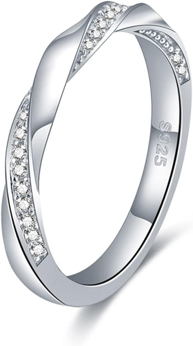 Nova&Aria Twisted Infinity Ring 925 Sterling Silver Cut 5A Cubic Zirconia Wedding Band promise Engagement Rings for Women Size 5-10