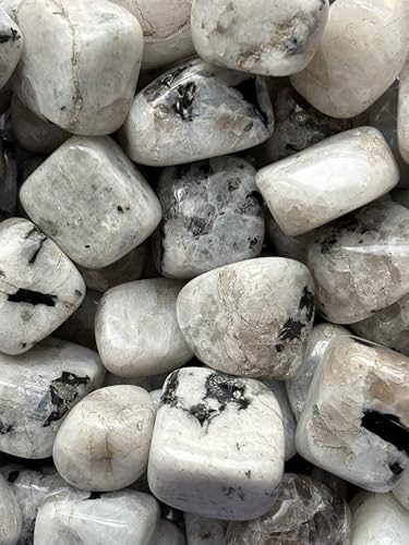 Image of Tumbled Stones, Natural Crystal Healing Stones, Home Office Decor, Aquarium Decorative Pebbles, Vase Fillers (Rainbow Moonstone, 200)