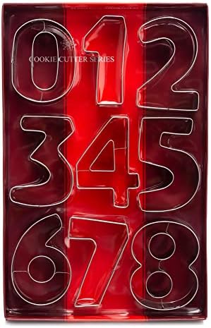 Large Number Cookie Cutters (0-9) Ofone 3 Inches Stainless Steel Biscuit Cutters Set 9 Pieces Numbers Fondant Mold for Baking Donuts Pastry Cake Fruits Clay Tool