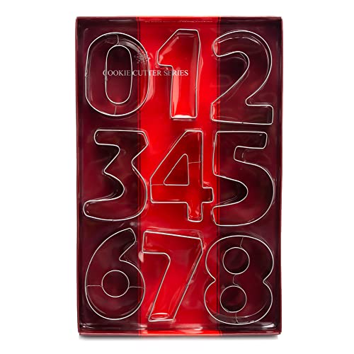 Large Number Cookie Cutters (0-9) Ofone 3 Inches Stainless Steel Biscuit Cutters Set 9 Pieces Numbers Fondant Mold For Baking Donuts Pastry Cake Fruits Clay Tool #TOP1