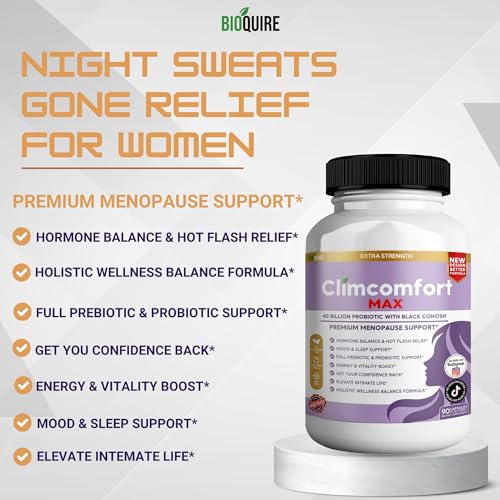 Image of Climcomfort Max Menopause Support, 40 Billion Probiotic with Black Cohosh, 90 Capsules, Hormone Balance and Hot Flash Relief (5)