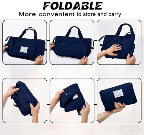 Large Capacity Foldable Travel Bag, Sports Shoulder Bag, Duffel Bag with Wet and Dry Separation, Oxford Fabric, Royal Blue — view 5