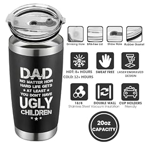 Gifts for Dad from Daughter Son Fathers Day Gift for Dad Birthday Fathers Day Christmas Gifts for Dads New Papa Daddy Stepdad Ideas for Men 20 Oz Stainless Steel 2 sided Tumbler
