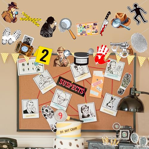 Image of 2pcs Detective Party Banners Detective Birthday Party Decorations Detective Theme Banners for Top Secret Spy Mystery Theme Party Baby Shower Supplies
