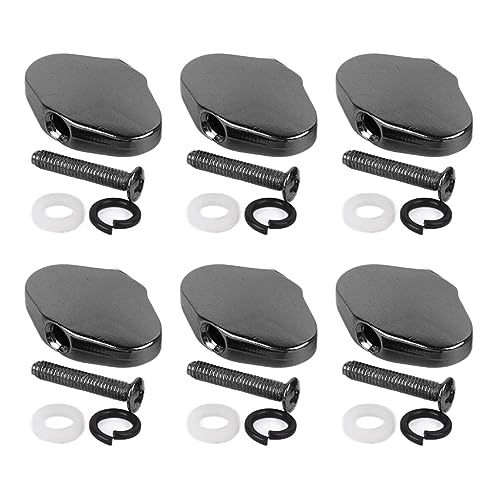 6pcs Metal Guitar Tuning Pegs with Screws and Washers for Electric Guitar Silver Tone Tuner Machine Head Knobs (Black)