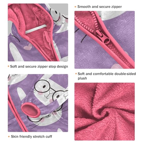 OTVEE Cute Rabbit with Glasses Kids Hoodie Jacket Fall Spring Full Zip Warm Outwear Coat3