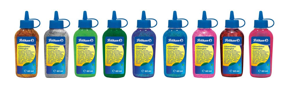 Pelikan 294801 Colla Vinilica Glitter Misto 60 ml, Confezione da 36 unità, per Lavorati Creativi e Artistici, Utilizzabile su Carta, Cartoncino, Tessuti, Legno