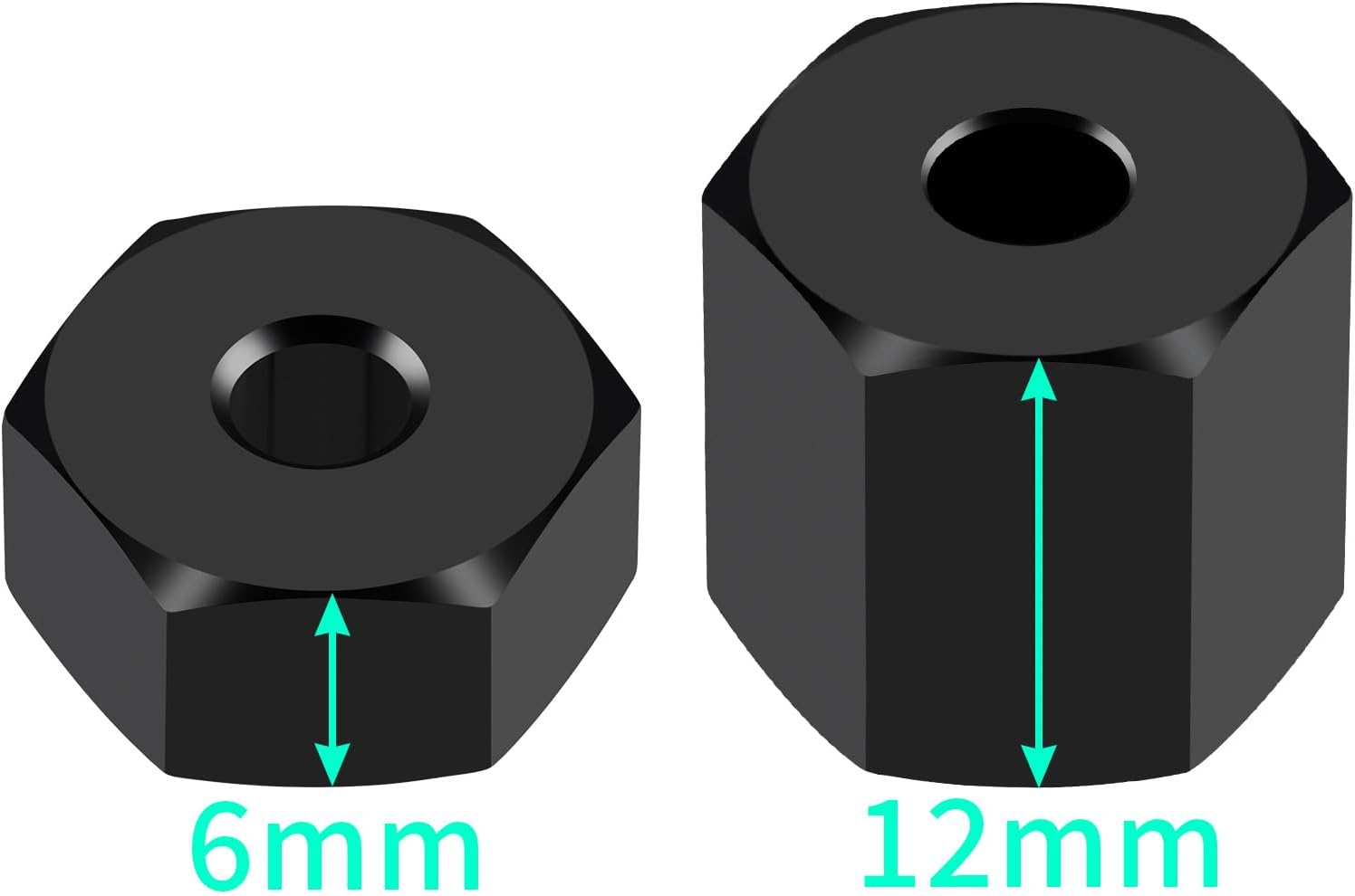 7mm to 12mm Wheel Hex Hub Adaptor for 1/16 Losi,1/16 Summit, E-Revo RC Car(12mm)