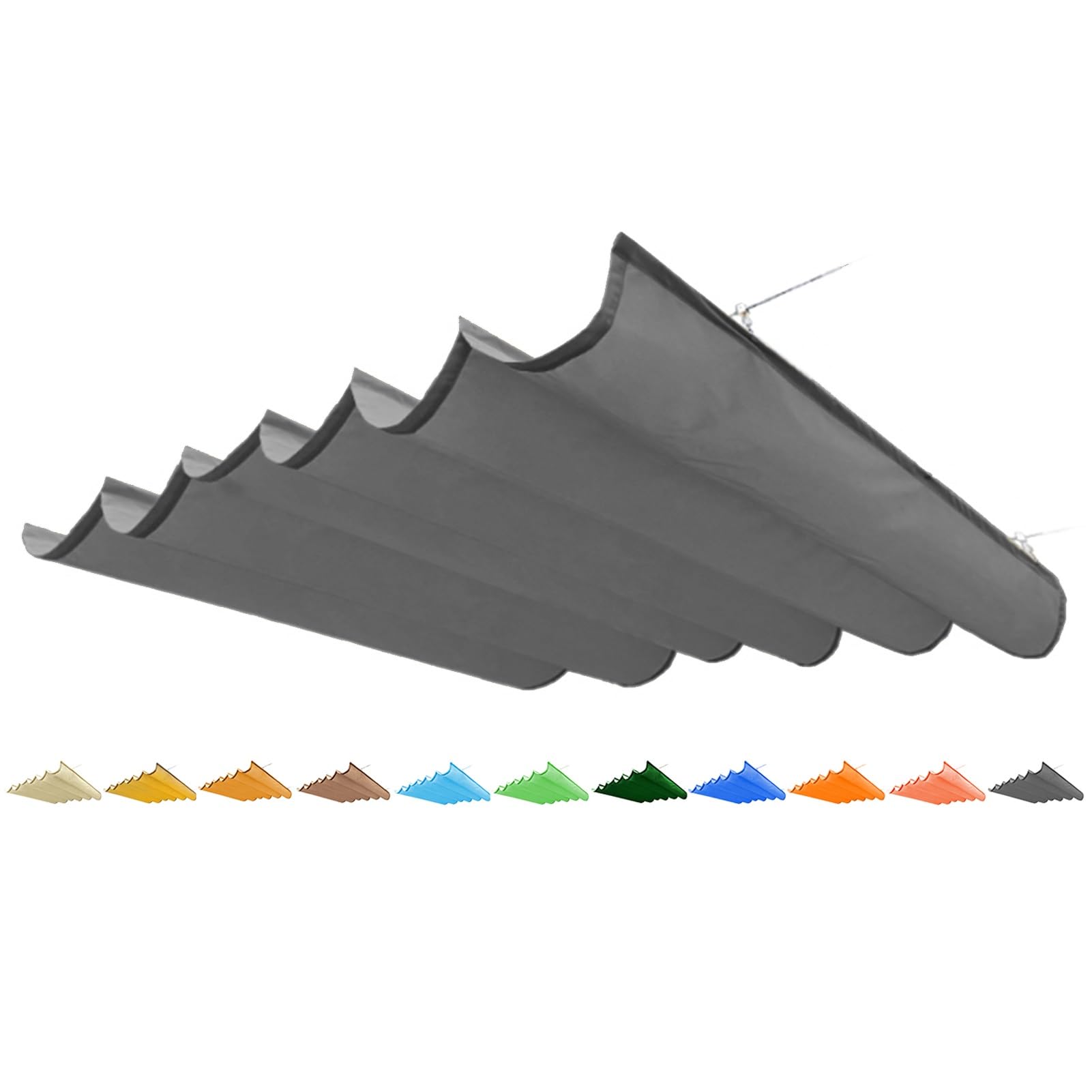 LXBAMKEA Vela Retráctil Wave Vela Sombrilla, Exterior Impermeable Toldo Toldo Alambre Corredizo, Anti-UV Protección Solar Toldo para Pérgola, Porche Terraza Jardín Toldo Onda