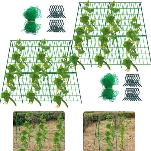 植物支柱 園芸支柱 つる植物棚支柱145点セット 空中栽培 つる性植物 ネット付き 植物サポート 支柱 観葉植物 きゅうり棚 ヘチマ棚、ブドウ棚 野菜棚 つる性植物棚 家庭菜園 ガーデニング用支柱。キュウリ、ブドウ、トマトなど、さまざまな植物を使用します。