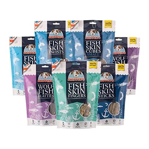 SKIPPER'S Fish Skin Dental Bundle - Natural Dog Dental Chews, Cereal & Grain Free, Handmade & Gently Air Dried, Low in Fat, Essential Omega Oils | Wolf Fish & Fish Skin Treats Healthy for Dogs Teeth Cover