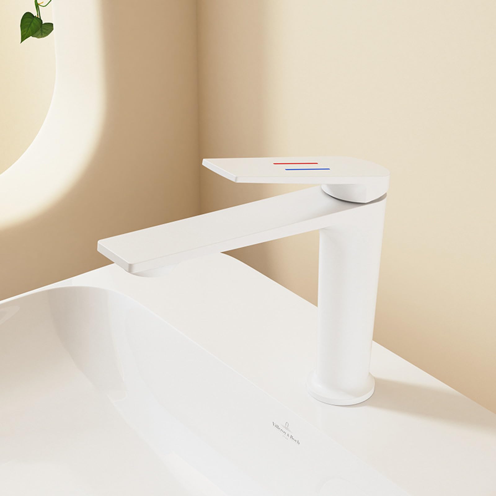 Fanjubei White Bathroom Copper Hot And Cold Basin Faucet,