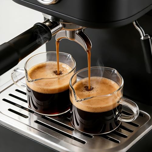 MHDCLY 2er Set Espresso Gläser mit Ausguss & Henkel - Hitzebeständige Espressotassen aus Glas - Barista Shot Glas für Siebträgermaschine - Ideal für Ristretto & Doppio