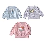 [Acquco] エルサアリエルパーカー 女の子 キッズ 綿 トップス 保温効果 クルーネック 長袖 カジュアル スウェット 子供服 運動服 可愛い キャラクター 秋冬春 (JP, 身長, 140, ブルー)