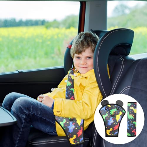 Gurtpolster Kinder,Gurtschutz Kinder Auto,Autogurt Polster,Gurtschoner Kindersitz Gurtpolster Dinosaurier,Sicherheitsgurt Set,Kindergurt,Anschnallgurt für Abschnallschutz,Langlebig Autogurt Polster