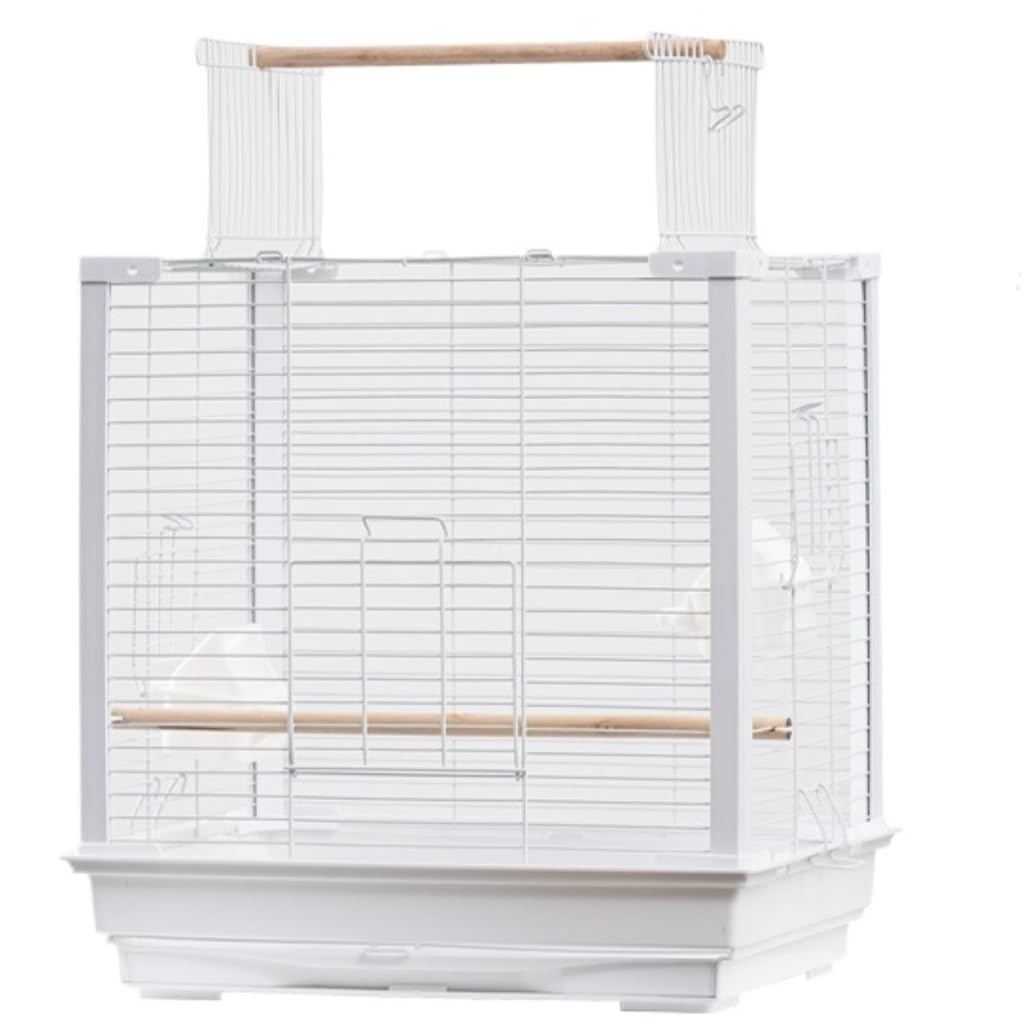Vogelkäfig Schmiedeeiserner Vogelkäfig mit Futternäpfen Großer Vogelflugkäfig mit Ständer für Papageien, Nymphensittiche, Vogelbedarf，White 20cmLx17cmWx11cmH