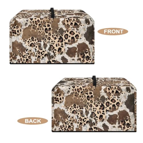 Image of Microwave Oven Cover Dust-Proof Small Kitchen Appliance Protector Air Fryer Toaster Oven Cover Kitchen Baking Accessories, L, 20.9 x 15.7 x 12.4 Inches, Leopard Cow Print Brown Beige
