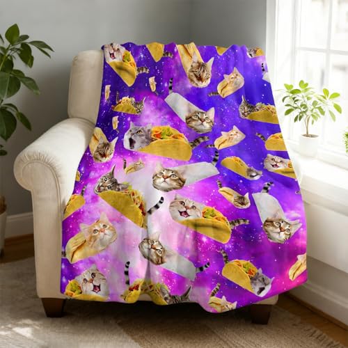 Galaxy Taco Cat Fleece Throw Blanket 40 x 50 inches for Couch Sofa Bed Super Soft Cozy Plush Microfiber Flannel Blanket Lightweight for Women Men and Kids