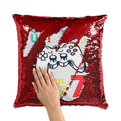Housse de coussin sequin rouge imprimé gamer 7 ans réversible - 3