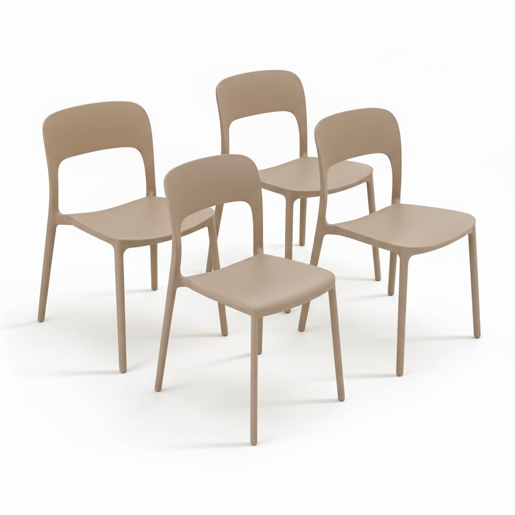 Arreditaly Set 4 Sedie Da Giardino In Polipropilene Impilabili Leggere E Resistenti Ideali Per Esterni Terrazze Giardini Bar Dehors Ristoranti 41 x 82,5 x 52 cm (Tortora)