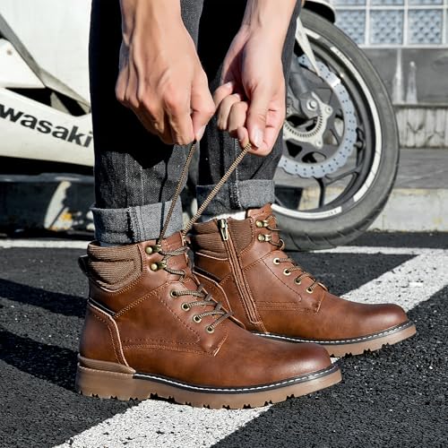 Men's Boots Casual Motorcycle Boots, Zipper Combat Boots, Ankle Dress Boots, Oxford Classic Chukka Boot for Men - Image 3