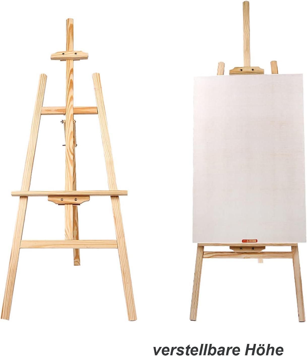Lot de 2 chevalets en bois - Grand chevalet d'atelier réglable - Chevalet de champ en bois - Support en toile pour enfants et adultes