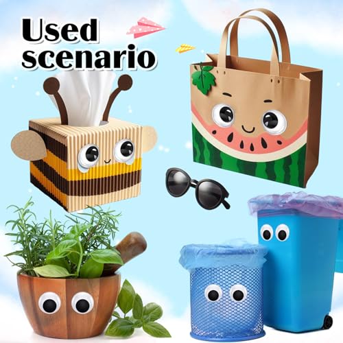 Image of TOAOB 150pcs 35mm Large Wiggle Googly Eyes Self Adhesive Sticker Eyes | Plastic Black Round Eyeballs, DIY Arts Crafts, Scrapbooking Accessories