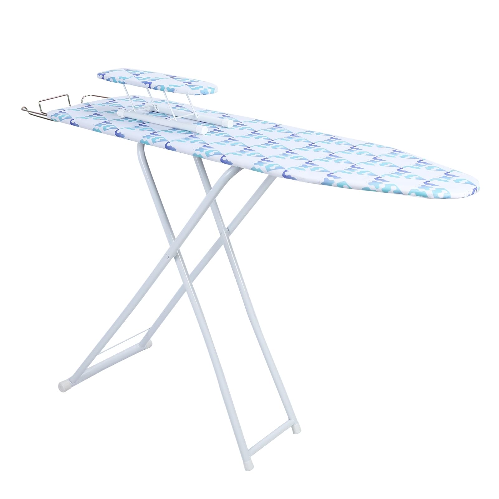 pofluany Ironing Board, Full Size Iron Board with Irons Rest, Height Adjustable lightweight Ironing Board, Thickened Iron Board with Heat Resistant Cover for Home, 42.13"L X 30.71"W X 11.81" H Blue
