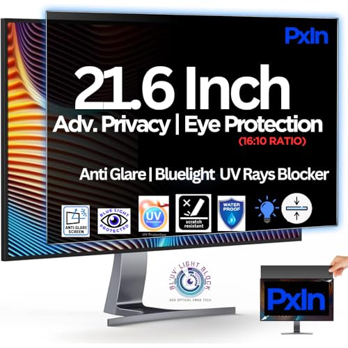 Image of Pxin Smart Eye 21.6 Inch (16:10) Monitor Privacy Screen Filter - NO Eye Strain | Anti-Blue Light + Anti-Glare | Privacy Screen Protector