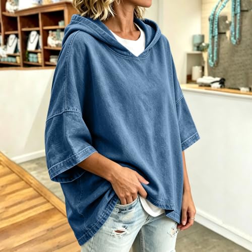 FPMLUXLL Womens Casual Hoodie Fall 3/4 Sleeve Oversized Pullover Sweatshirt - image 3