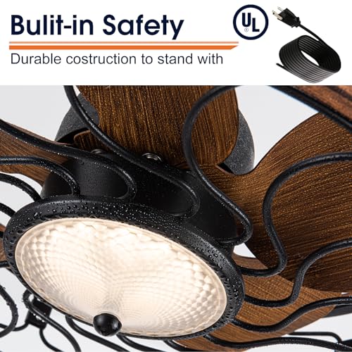 Outdoor Ceiling Fans For Patios Waterproof, Plug In Gazebo Fan Outdoor Hanging With Hook, 3 Color Light Remote Control, Strong 6 Speed, 20 inch Small Wet Rated For Outside Porch, Pergola, Garage - Image 6