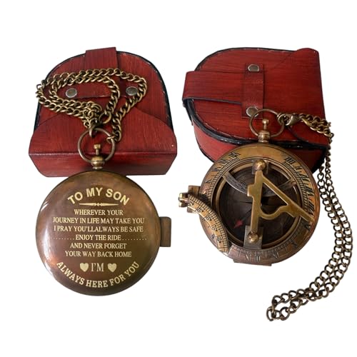 Brújula de latón personalizada con estuche de cuero miniatura 3
