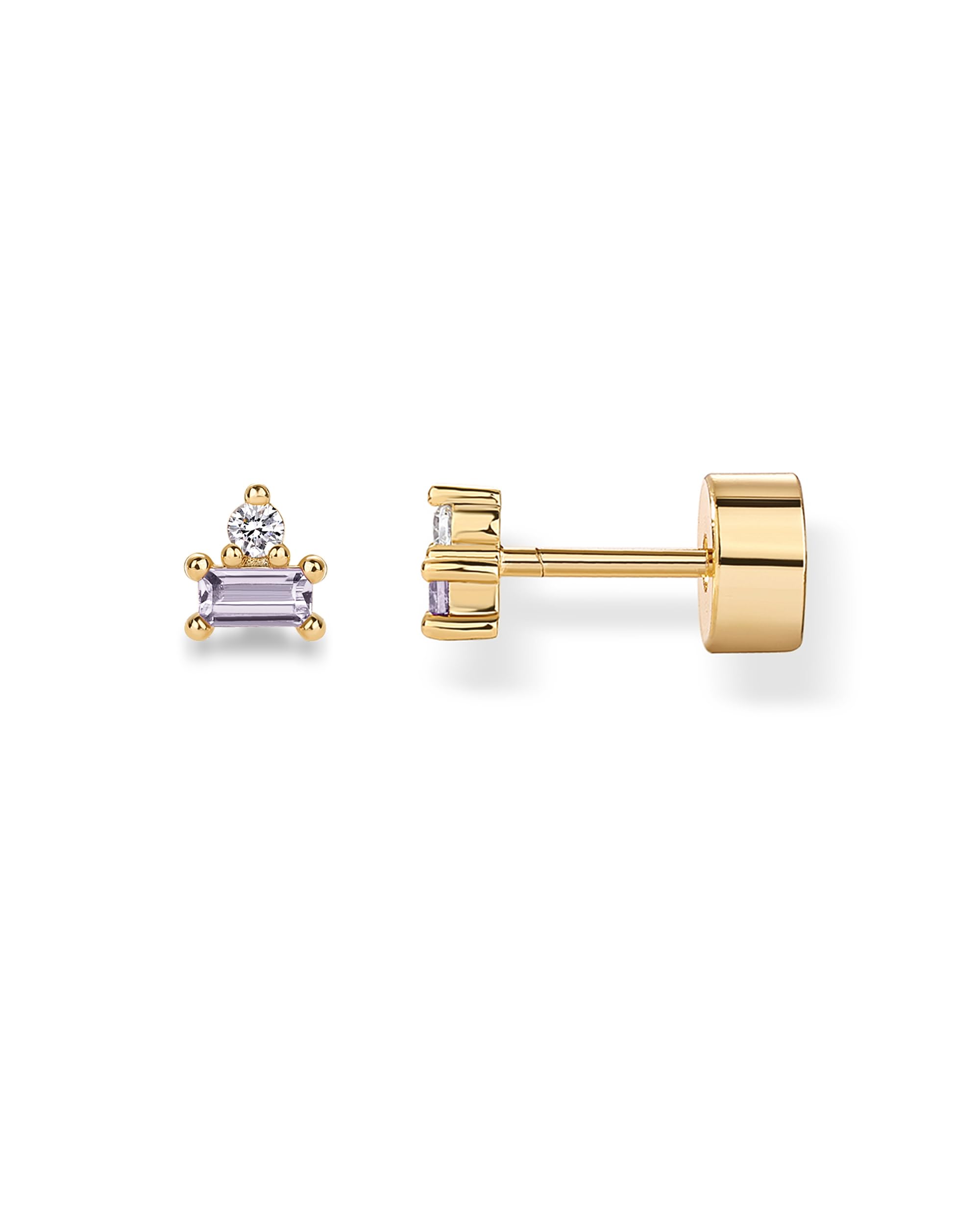 PAVOI 14K Gold Plated Dainty Birthstone Flatback Stud Earrings for Women