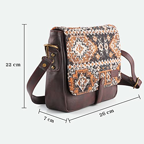 Image of Rudhira Women's Cross-body Bag Sling Bags Ladies Purse Handbag Sling Strap Vegan Leather Indian Fabric Slings Multicolor (Floral)