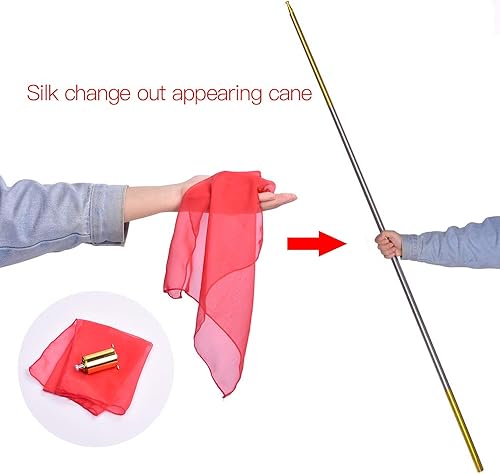 Miniatura 2 de Bastones de metal para magos profesionales para espectáculo de magia de cerca, accesorios mágicos de Doowops , 150 cm plata dorada.