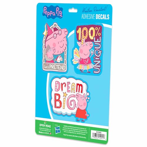 Image of Hasbro Peppa Pig Adhesive Vinyl Sticker Decals - Fun Set of Peppa Pig Stickers for Car, Water Bottle or Laptop, 1 Pack (3 Count)